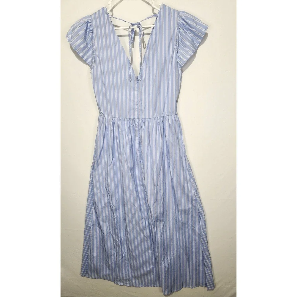 Gianni Bini Women's Striped Preppy Maxi Dress White/Blue Size‎ L